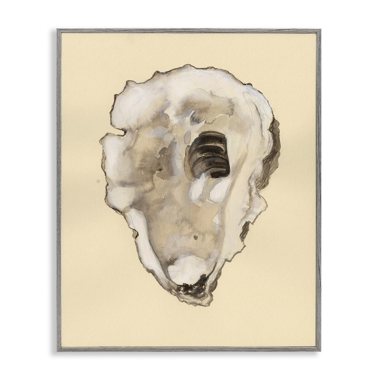 Stupell Industries Beige Oyster Shape Framed Giclee Wall Art Design by Michael Willett